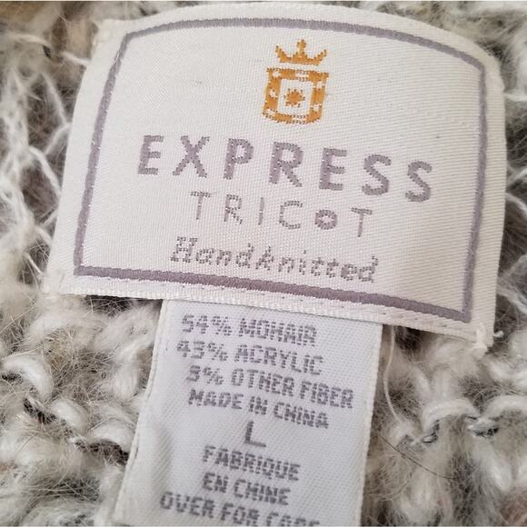 EXPRESS Mohair sweater Cream Gray Sz. L - Picture 3 of 6